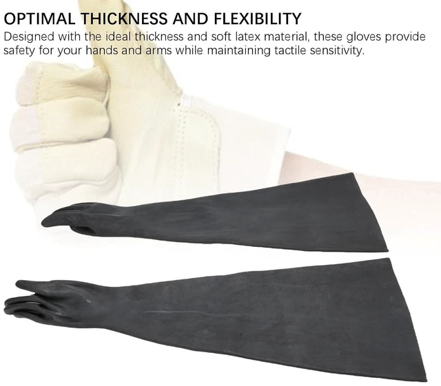 Alt view image 6 of 6 - Walfront Sandblasting Gloves Crafted from Latex Design Ideal for Industrial Use Ensuring Long Lasting Protection for Sandblasting Machines Dry Boxes