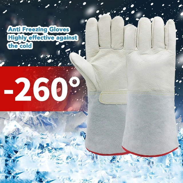 Alt view image 2 of 6 - Walfront Freezer Gloves For Working In Freezer Work Gloves 60cm Dry Ice Cowhide Leather Liquid Nitrogen Protective for Laboratory Use -436-260 Cold Storage Safety