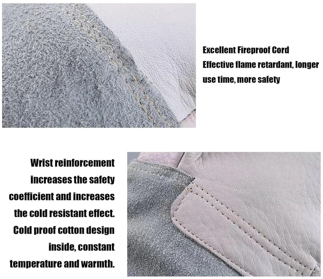 Alt view image 4 of 6 - Walfront Freezer Gloves For Working In Freezer Work Gloves 60cm Dry Ice Cowhide Leather Liquid Nitrogen Protective for Laboratory Use -436-260 Cold Storage Safety