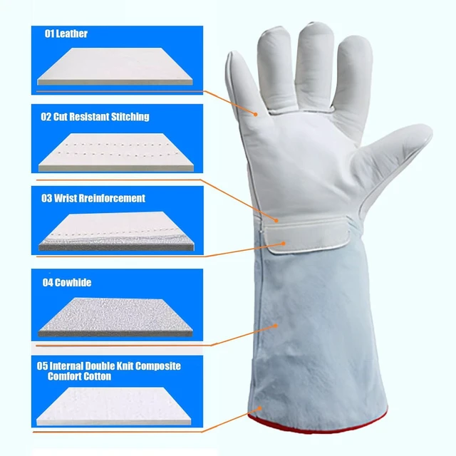 Alt view image 6 of 6 - Walfront Freezer Gloves For Working In Freezer Work Gloves 60cm Dry Ice Cowhide Leather Liquid Nitrogen Protective for Laboratory Use -436-260 Cold Storage Safety