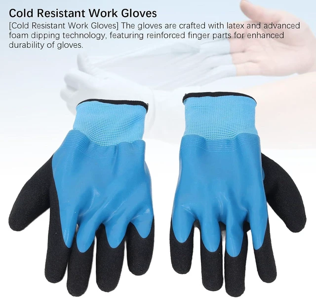 Alt view image 5 of 6 - Walfront 1 Pair Cold Resistants Work Gloves Freezer Gloves Latex Non Slip Winter with Reinforced Finger and Elastic Wrist Tear Resistants for Outdoor Working in Cold Weather