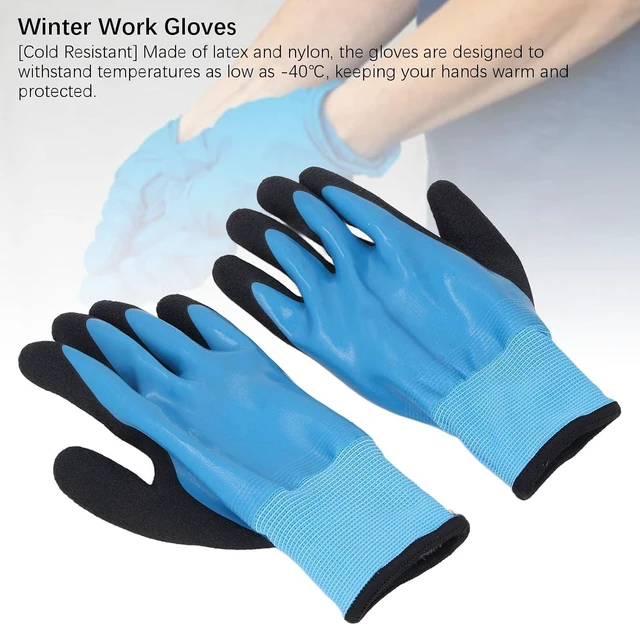 Alt view image 6 of 6 - Walfront 1 Pair Cold Resistants Work Gloves Freezer Gloves Latex Non Slip Winter with Reinforced Finger and Elastic Wrist Tear Resistants for Outdoor Working in Cold Weather