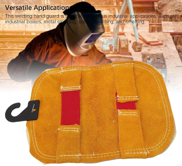Alt view image 4 of 6 - Walfront 2 Layer Welding Hand Pad High Temperature Welding Gloves Aluminized Protective Hand Cover Cowhide Heat Barrier