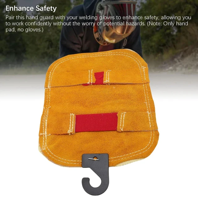 Alt view image 5 of 6 - Walfront 2 Layer Welding Hand Pad High Temperature Welding Gloves Aluminized Protective Hand Cover Cowhide Heat Barrier