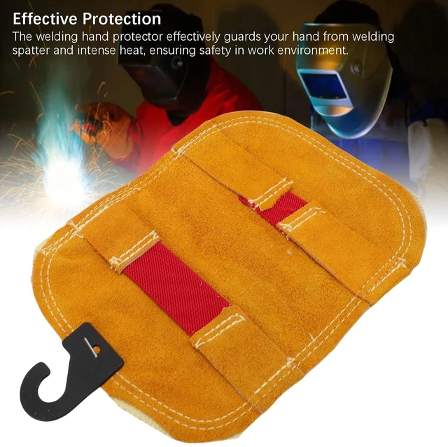 Alt view image 6 of 6 - Walfront 2 Layer Welding Hand Pad High Temperature Welding Gloves Aluminized Protective Hand Cover Cowhide Heat Barrier