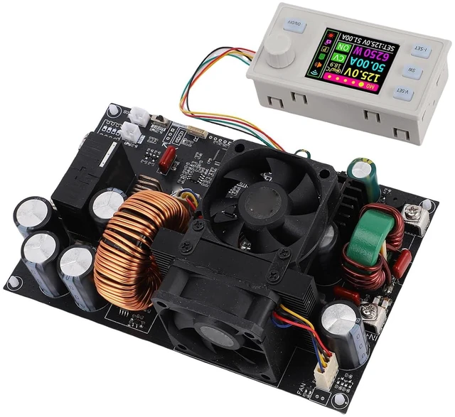 Alt view image 2 of 6 - WALFRONT Adjustable Voltage Regulator DC Converter, ABS Material 6250W Power Supply Module with Panel Display for LED Driver Lab Use