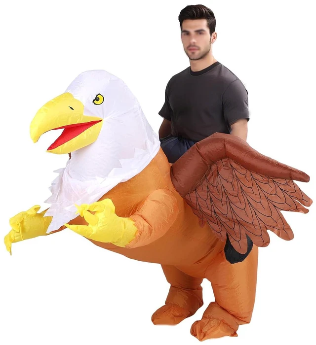 Alt view image 2 of 6 - Walfront Eagle Inflatable Costume Suit, Lightweight Polyester Fabric, Quick Inflation, Half Body Design for Parties and Carnivals