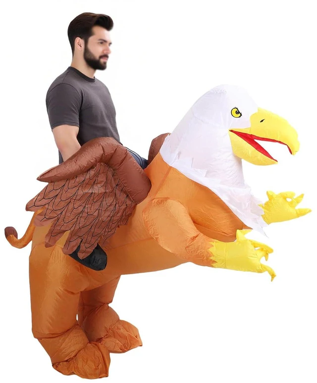 Alt view image 5 of 6 - Walfront Eagle Inflatable Costume Suit, Lightweight Polyester Fabric, Quick Inflation, Half Body Design for Parties and Carnivals