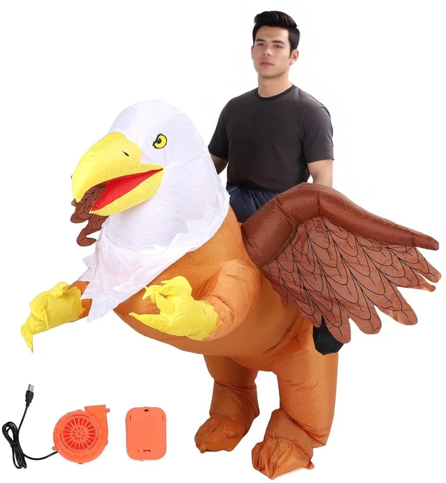 Alt view image 6 of 6 - Walfront Eagle Inflatable Costume Suit, Lightweight Polyester Fabric, Quick Inflation, Half Body Design for Parties and Carnivals