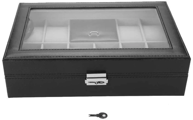 Alt view image 6 of 6 - Walfront 8Slot PU Leather Watch Case, Jewelry Display Box with Clear Lid, Spacious Organizer for Men Women Travel Storage