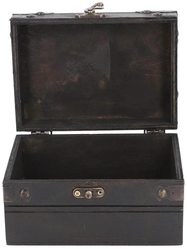 Alt view image 2 of 6 - Walfront Vintage Wooden Jewelry Storage Box, Handmade Treasure Chest Organizer, Ideal for Jewelry and Trinkets, Compact Design for Home and Travel