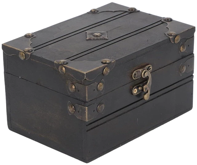 Alt view image 4 of 6 - Walfront Vintage Wooden Jewelry Storage Box, Handmade Treasure Chest Organizer, Ideal for Jewelry and Trinkets, Compact Design for Home and Travel