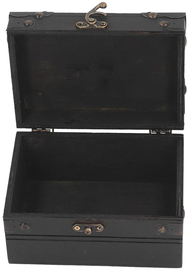 Alt view image 5 of 6 - Walfront Vintage Wooden Jewelry Storage Box, Handmade Treasure Chest Organizer, Ideal for Jewelry and Trinkets, Compact Design for Home and Travel