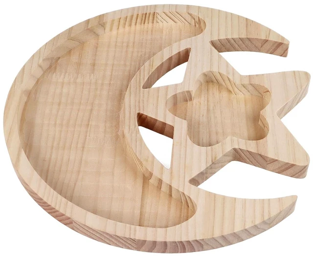 Alt view image 2 of 6 - WALFRONT Wooden Crystal Tray, Pine Multifunctional Holder with Unique Moon Star Shapes for Organizing Crystals and Essential Oils