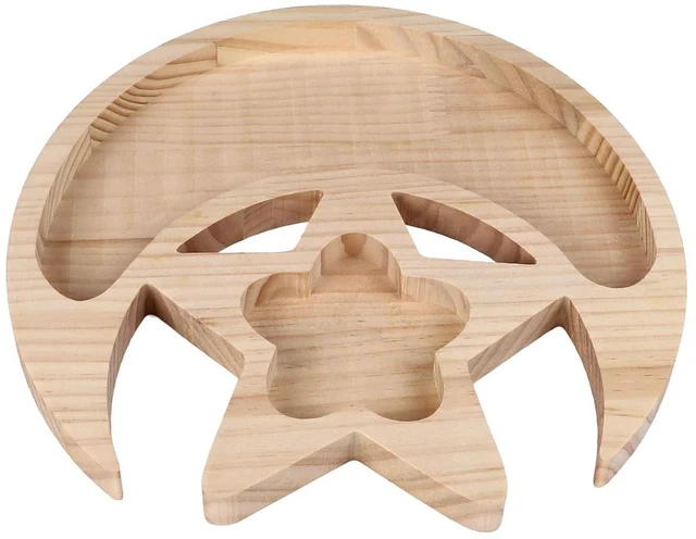 Alt view image 4 of 6 - WALFRONT Wooden Crystal Tray, Pine Multifunctional Holder with Unique Moon Star Shapes for Organizing Crystals and Essential Oils