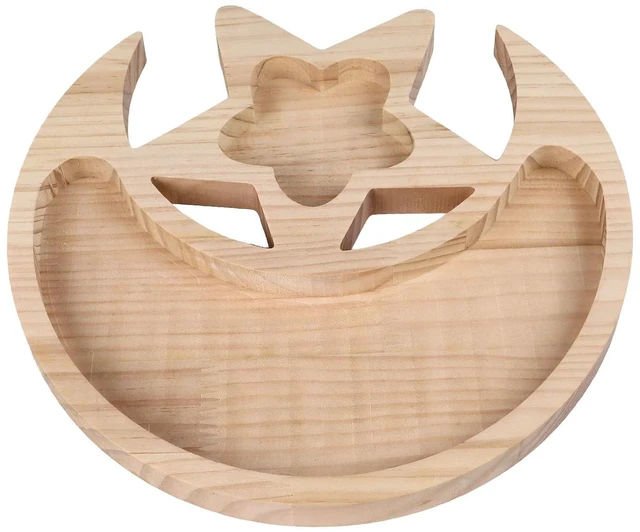 Alt view image 3 of 6 - WALFRONT Wooden Crystal Tray, Pine Multifunctional Holder with Unique Moon Star Shapes for Organizing Crystals and Essential Oils