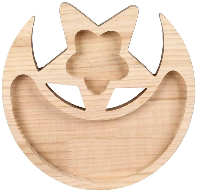 Alt view image 6 of 6 - WALFRONT Wooden Crystal Tray, Pine Multifunctional Holder with Unique Moon Star Shapes for Organizing Crystals and Essential Oils