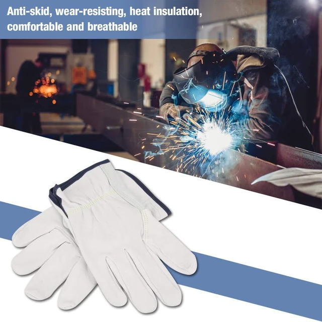 Alt view image 4 of 6 - Walfront Sheepskin Glove, Welding Driver Protection, Glove for Men with Anti skid Heat Insulation Seamless Index Finger for Welding Cutting Metal Stamping