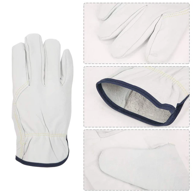 Alt view image 5 of 6 - Walfront Sheepskin Glove, Welding Driver Protection, Glove for Men with Anti skid Heat Insulation Seamless Index Finger for Welding Cutting Metal Stamping