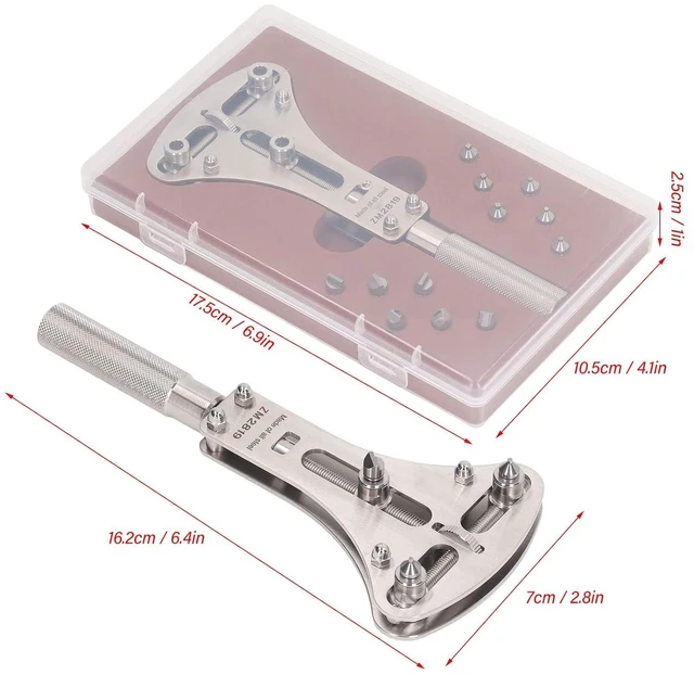 Alt view image 2 of 6 - 3 Point Back Watch Cases Opener Kit Battery Replacement and Movement Holder Stainless Steel Watch Repair Tool