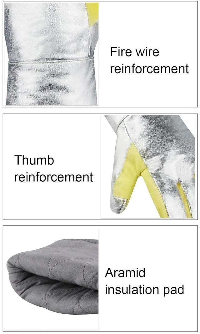 Alt view image 3 of 6 - Walfront Heat Resistants Gloves Safety Work Gloves 500 High Temperature Gloves Anti Scald Reinforced Thumb Work Gloves