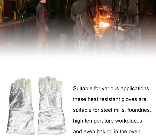 Alt view image 5 of 6 - Walfront Heat Resistants Gloves Safety Work Gloves 500 High Temperature Gloves Anti Scald Reinforced Thumb Work Gloves