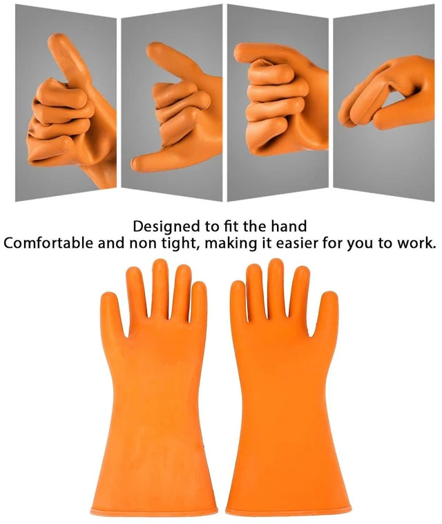 Alt view image 2 of 6 - Walfront High Voltage Insulated Gloves Rubber Electrical Gloves Safety Protective Work Gloves for Man Woman 20000v 12kv
