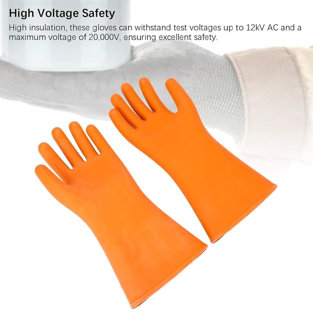 Alt view image 6 of 6 - Walfront High Voltage Insulated Gloves Rubber Electrical Gloves Safety Protective Work Gloves for Man Woman 20000v 12kv