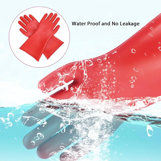 Alt view image 6 of 6 - Walfront 12KV High Voltage Electrical Insulated Rubber Gloves Safety Protective Work Gloves Electrician for Water proof Tasks