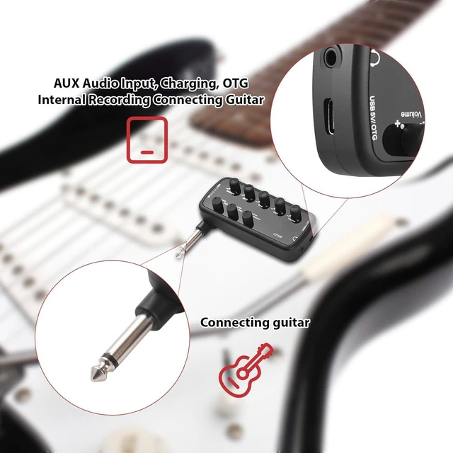 Alt view image 5 of 6 - Headphone Bass Amplifier Portable Headphone Amp Mini Plug Guitar Amplifier Electric Guitar Bass Amp (Bass)