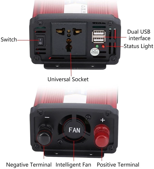 Alt view image 5 of 6 - Walfront Car Power Converter Modified Car Inverter, Power Inverter Sine Vehicle USB Charger Converter Adapter for Truck (12V to 110V)