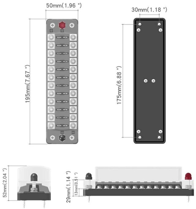 Alt view image 3 of 6 - 12 Volt Block 12 Way, Car 12 Way 12V Box, 12 Way 12V Block Blade Box 12 Way Marine Boat Block Automotive Box with Waterproof Cover for Car Truck Boat Marine