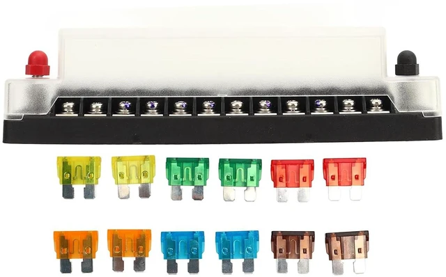 Alt view image 5 of 6 - 12 Volt Block 12 Way, Car 12 Way 12V Box, 12 Way 12V Block Blade Box 12 Way Marine Boat Block Automotive Box with Waterproof Cover for Car Truck Boat Marine