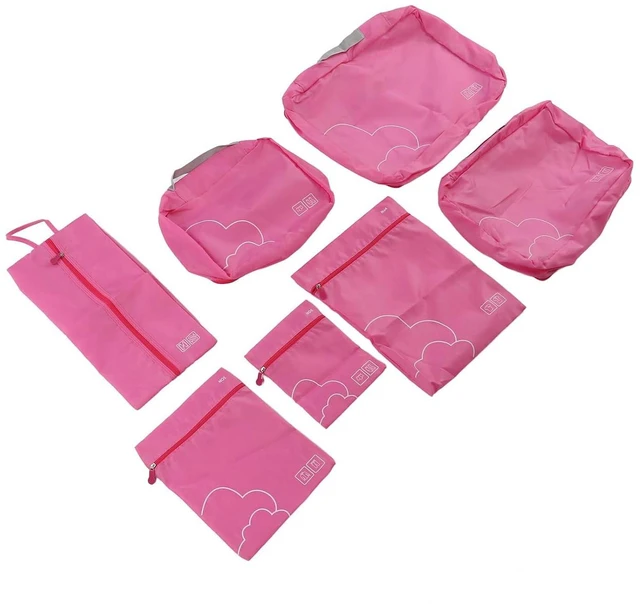 Alt view image 4 of 6 - Walfront 7Piece Packing Cubes Set, Luggage Packing Bags, Travel Cubes, Polyester, Rose Red, Closure, 4.26L Capacity, Organizes Clothes, Shoes, Toiletries