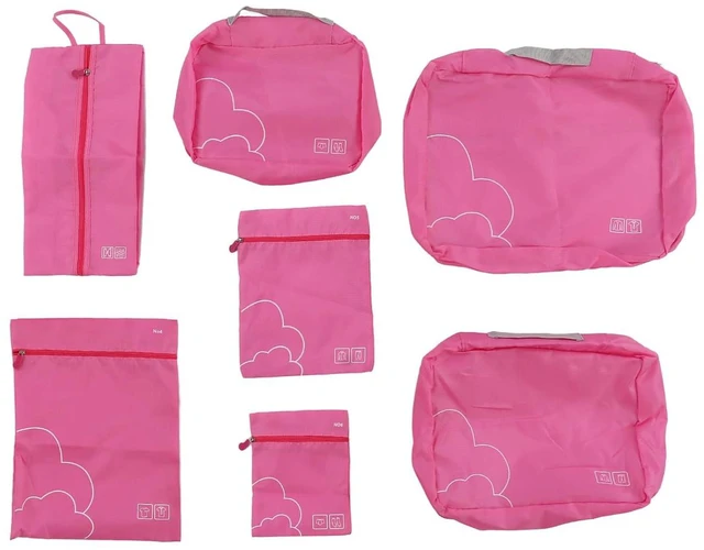 Alt view image 6 of 6 - Walfront 7Piece Packing Cubes Set, Luggage Packing Bags, Travel Cubes, Polyester, Rose Red, Closure, 4.26L Capacity, Organizes Clothes, Shoes, Toiletries