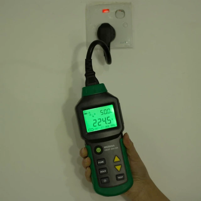 Alt view image 3 of 6 - Circuit Analyzer AC100-240V RMS Circuit Analyzer Tester MS5908A LCD Circuit Analyzer, Voltage Detector GFCI RCD Fault Tester (MS5908A US Plug)