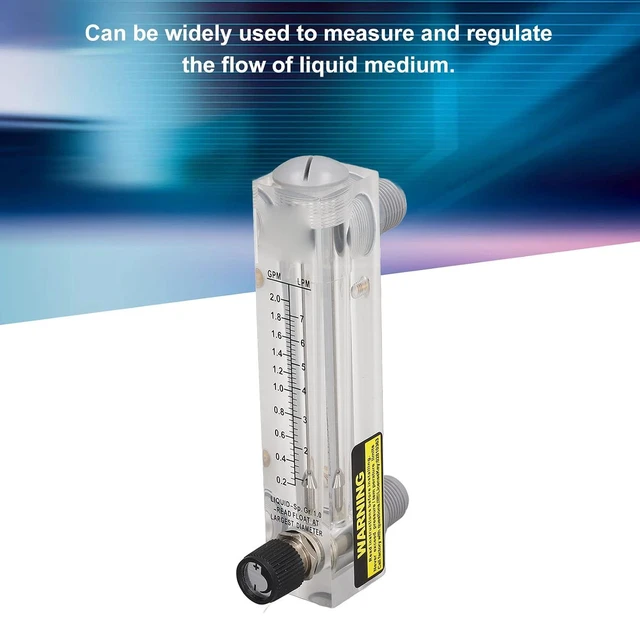 Alt view image 3 of 6 - Walfront 0.22GPM Panel Type Water Meter Adjustable Liquid Flowmeter 1/2in Male Thread 1/4in Female Thread