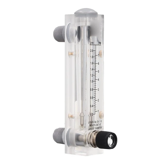 Alt view image 5 of 6 - Walfront 0.22GPM Panel Type Water Meter Adjustable Liquid Flowmeter 1/2in Male Thread 1/4in Female Thread