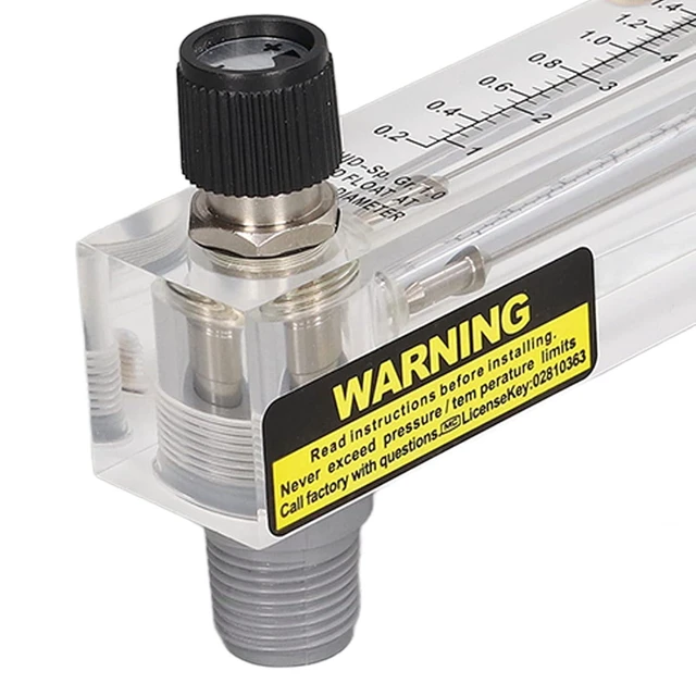 Alt view image 6 of 6 - Walfront 0.22GPM Panel Type Water Meter Adjustable Liquid Flowmeter 1/2in Male Thread 1/4in Female Thread