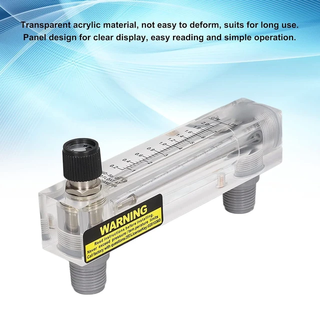 Alt view image 2 of 6 - Walfront 0.22GPM Panel Type Water Meter Adjustable Liquid Flowmeter 1/2in Male Thread 1/4in Female Thread