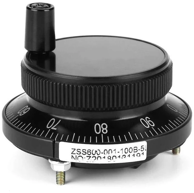 Main image of Handwheel 100PPR Manual Pulse Generator 60mm CNC Encoder with 6 Terminals for CNC Mill Router Control System 5V Aluminum Rotary Knob (Black)
