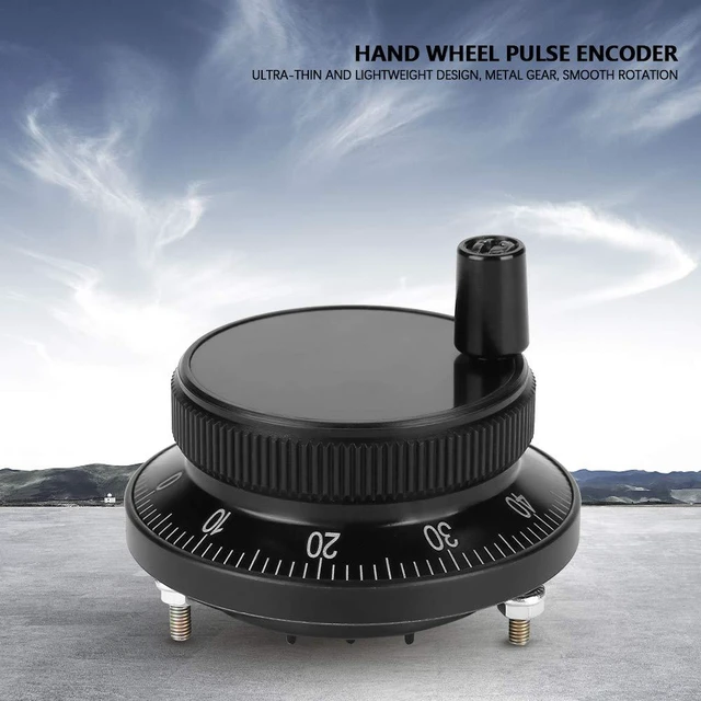 Alt view image 3 of 6 - Handwheel 100PPR Manual Pulse Generator 60mm CNC Encoder with 6 Terminals for CNC Mill Router Control System 5V Aluminum Rotary Knob (Black)