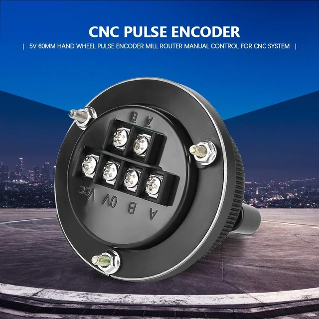 Alt view image 4 of 6 - Handwheel 100PPR Manual Pulse Generator 60mm CNC Encoder with 6 Terminals for CNC Mill Router Control System 5V Aluminum Rotary Knob (Black)