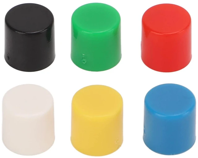 Main image of 180 Pcs Tactile Push Button Switch ABS Plastic 6 Colors Push Button Cover Replacement for Breadboard