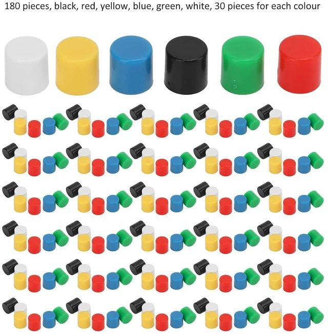 Alt view image 5 of 6 - 180 Pcs Tactile Push Button Switch ABS Plastic 6 Colors Push Button Cover Replacement for Breadboard