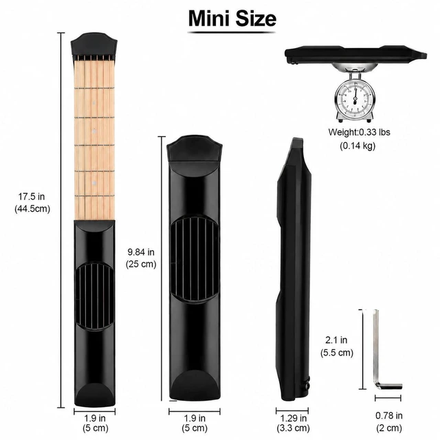 Alt view image 2 of 6 - 6 Fret Pocket Guitar Trainer Left Hand Neck Portable Guitar Chord Tool for Beginners Guitarist Training