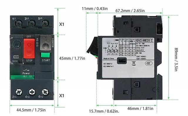 Alt view image 3 of 6 - Motor Circuit Breaker AC690V with Thermal Magnetic Overload Manual Motor Starter Button Motor Circuit Breaker for Motor Start (GV2-ME14 6-10A)