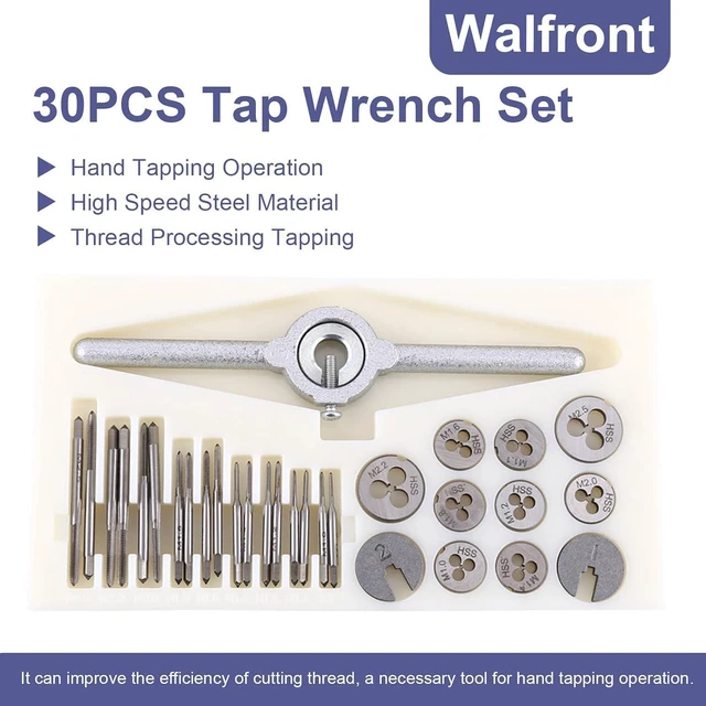 Alt view image 5 of 6 - Walfront 30Pcs/Set Metric Tap Dies Set Screw Threading Tapping Hand Tools Kit with Adjustable Wrench M1 M1.1 M1.2 M1.4 M1.6, M1.8 M2.0 M2.2 M2.5