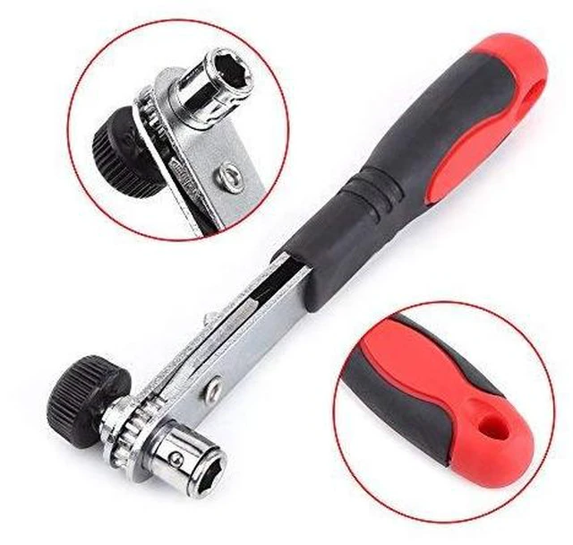 Alt view image 4 of 6 - Walfront 1/4" Ratchet Handle Screwdriver - Multi-bit Ratcheting Wrench with Interchangeable Driver Bits and Hex Socket Set for Home Garage DIY (Red+Black)