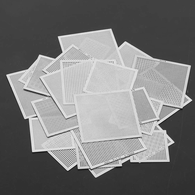 Alt view image 4 of 6 - BGA Reballing Stencil BGA Universal Repair Steel Mesh Stencil Set 27Pcs for Desktop Laptop Chip Repair (27Pcs/Set)